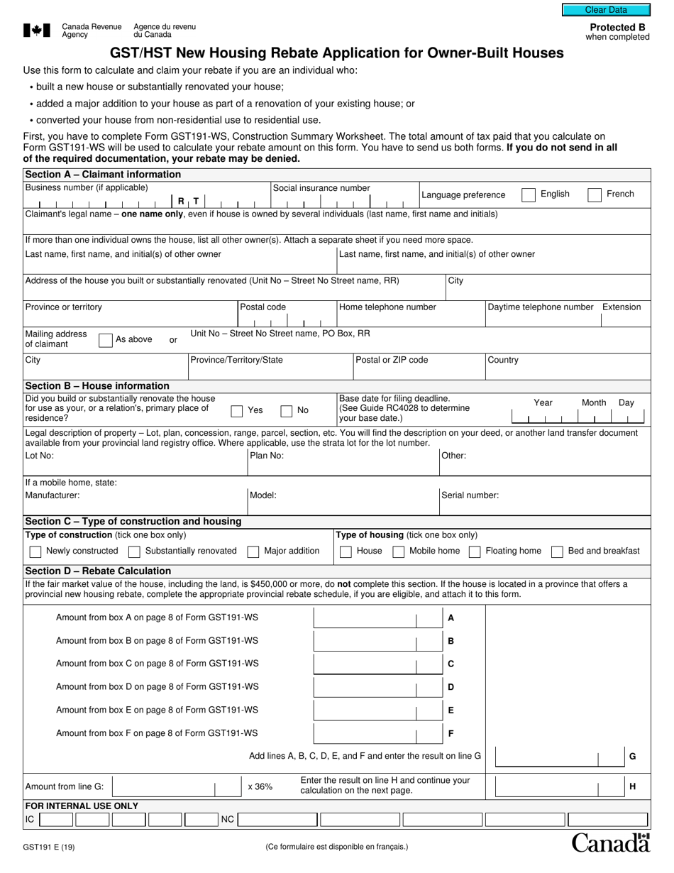 Gst191 Fillable Form Printable Forms Free Online
