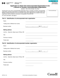Form GST32 Application to Deem One Unincorporated Organization to Be a Branch of Another Unincorporated Organization - Canada