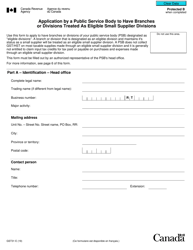 Form GST31 Application by a Public Service Body to Have Branches or Divisions Designated as Eligible Small Supplier Divisions - Canada