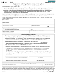Form CPT13 Application for an Employer Resident Outside Canada to Cover Employment in Canada Under the Canada Pension Plan - Canada