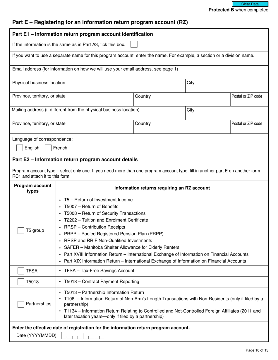 Form RC1 - Fill Out, Sign Online and Download Fillable PDF, Canada ...