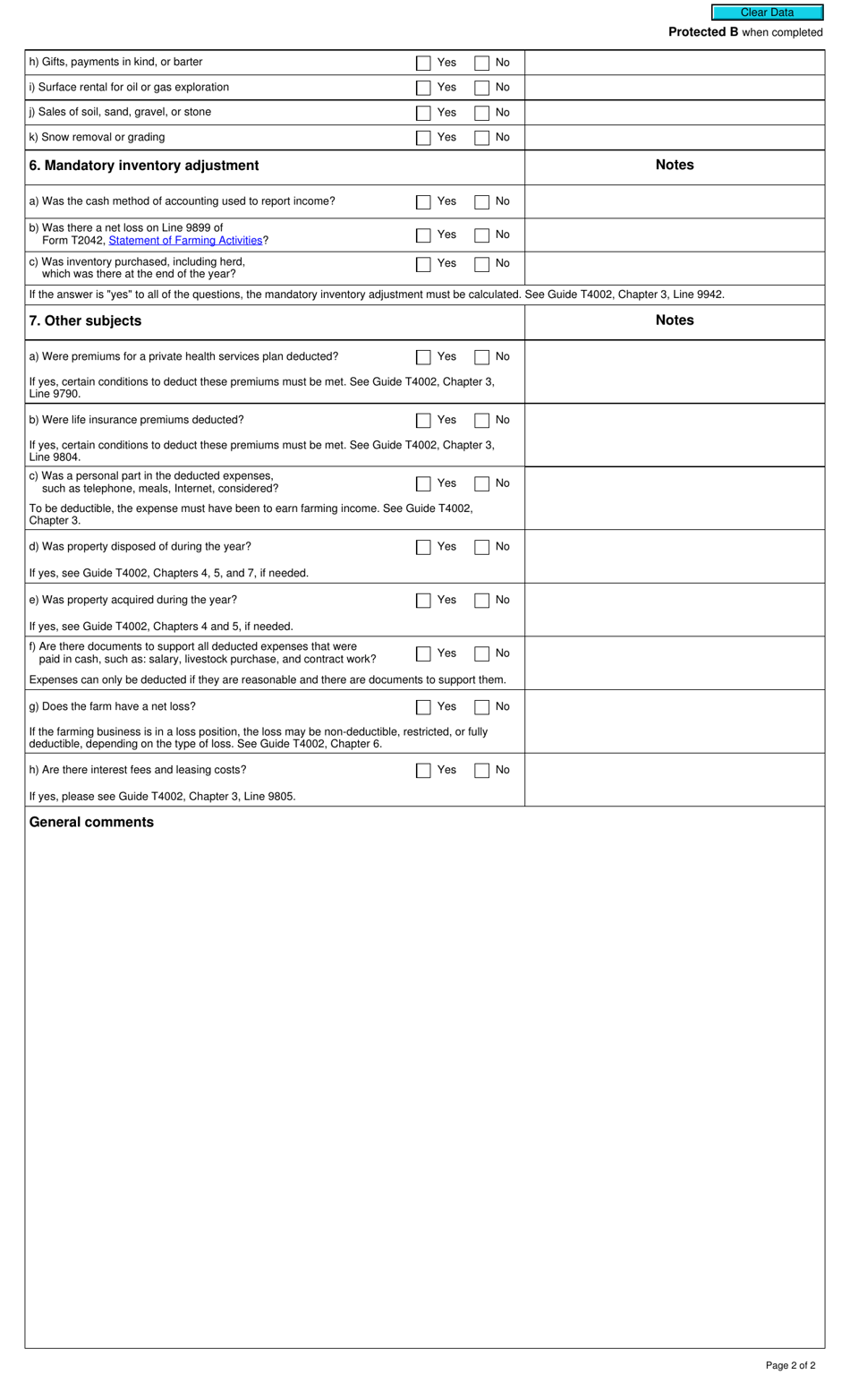 Form RC602 Checklist for Tax Preparers - Cattle Ranching and Dairy Farming - Canada, Page 2