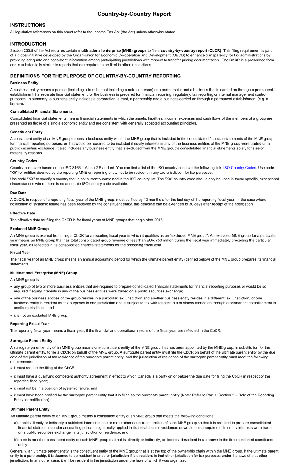 Form RC4649 Country-By-Country Report - Canada, Page 5