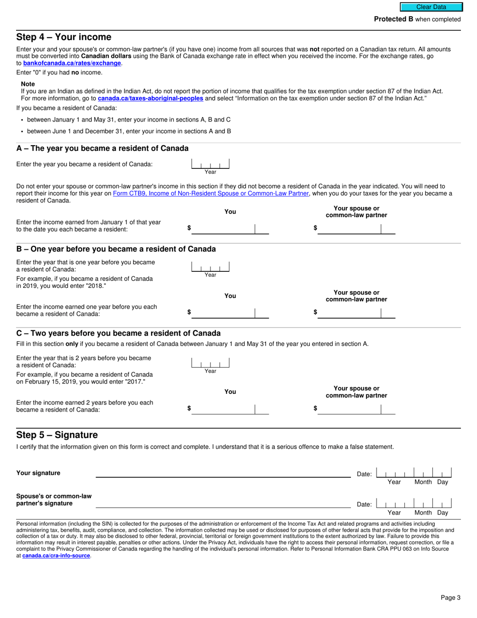 Form RC66SCH Status in Canada and Income Information for the Canada Child Benefits Application - Canada, Page 3