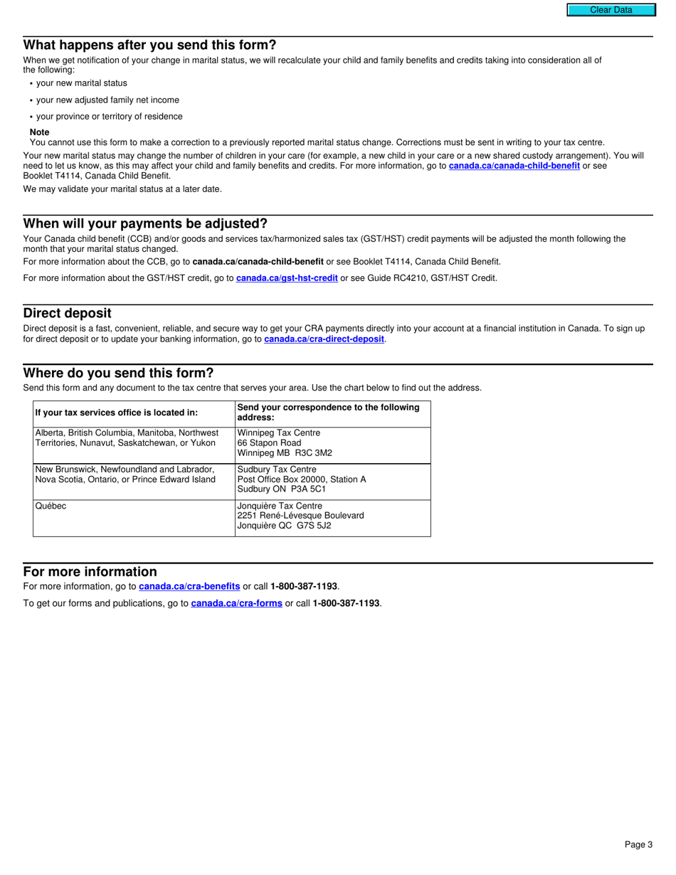 Form RC65 Marital Status Change - Canada, Page 3