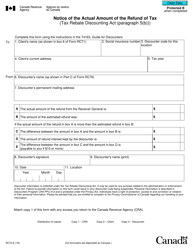 Form RC72 Notice of the Actual Amount of the Refund of Tax - Canada