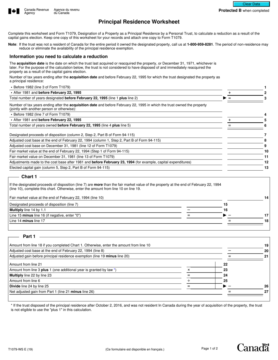 Form T1079WS - Fill Out, Sign Online And Download Fillable PDF, Canada ...