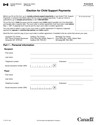Document preview: Form T1157 Election for Child Support Payments - Canada