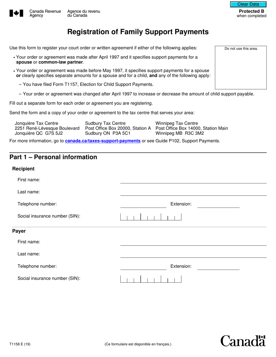 Form T1158 Fill Out, Sign Online and Download Fillable PDF, Canada