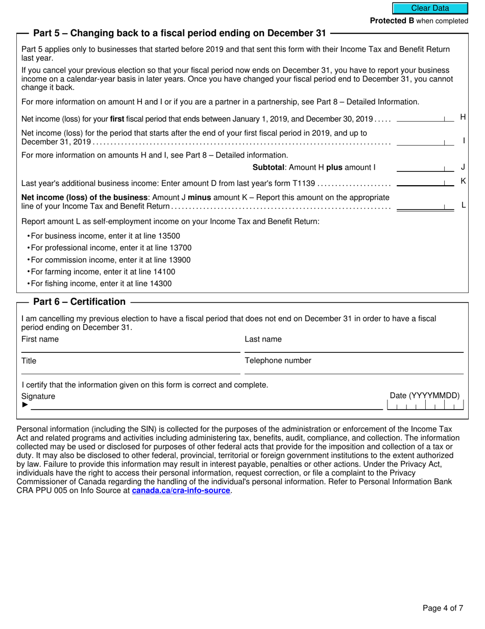 Form T1139 - 2019 - Fill Out, Sign Online and Download Fillable PDF ...