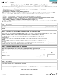 Form T1-OVP Individual Tax Return for Rrsp, Prpp and Spp Excess Contributions - Canada