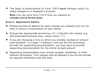 Form T1-ADJ T1 Adjustment Request - Large Print - Canada, Page 10