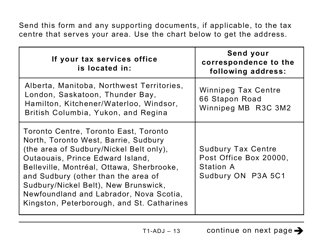 Form T1-ADJ T1 Adjustment Request - Large Print - Canada, Page 13