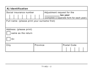 Form T1-ADJ T1 Adjustment Request - Large Print - Canada, Page 2