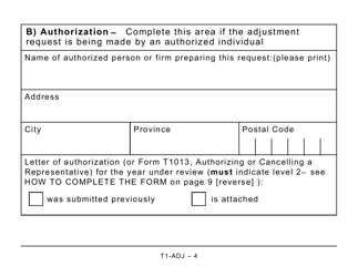 Form T1-ADJ T1 Adjustment Request - Large Print - Canada, Page 4