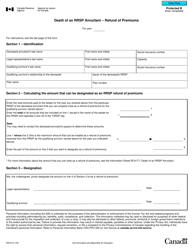 Form T2019 Death of an Rrsp Annuitant - Refund of Premiums - Canada