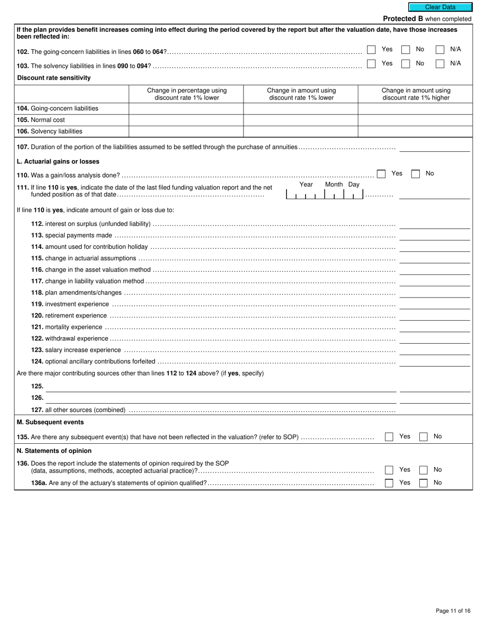 Form T1200 Actuarial Information Summary - Canada, Page 11