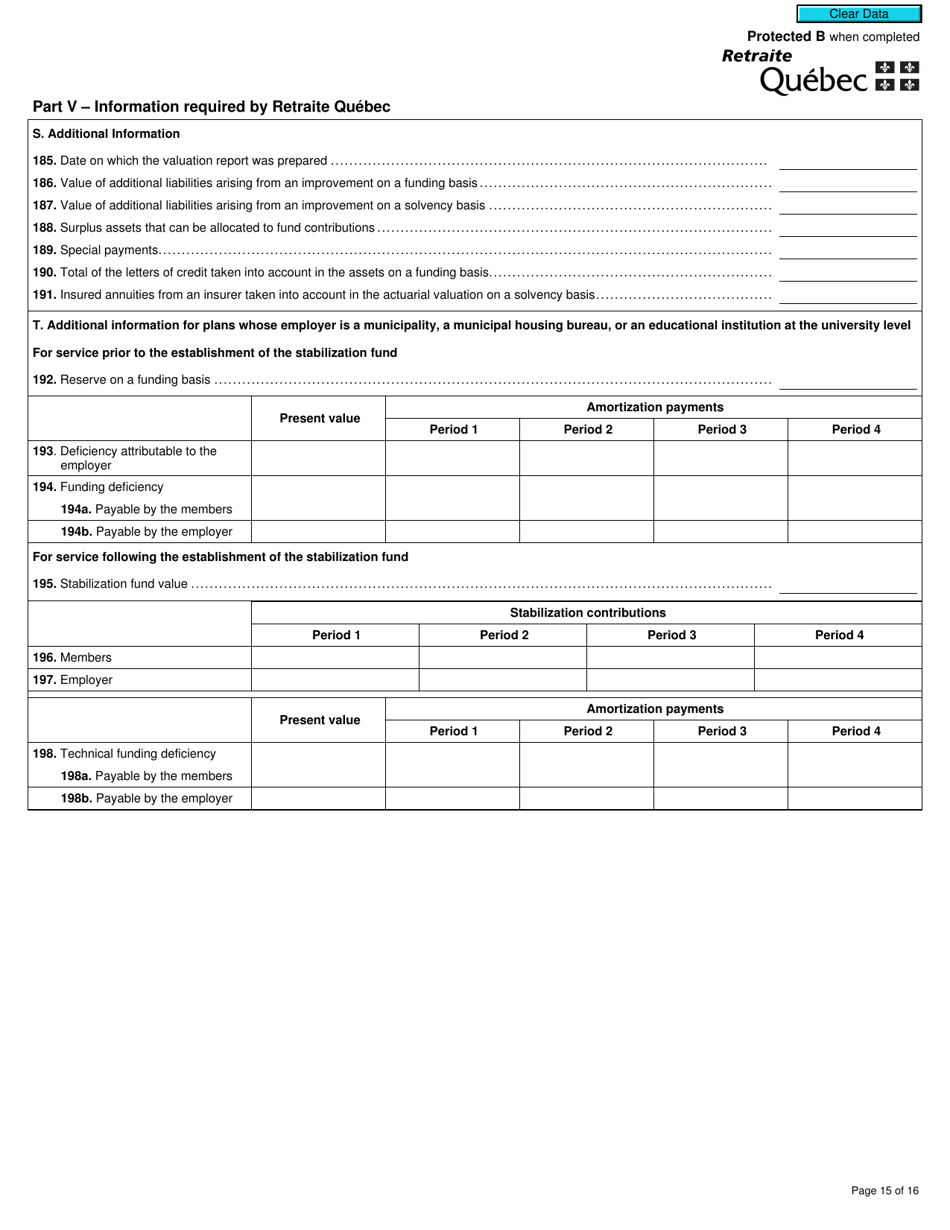 Form T1200 Actuarial Information Summary - Canada, Page 15