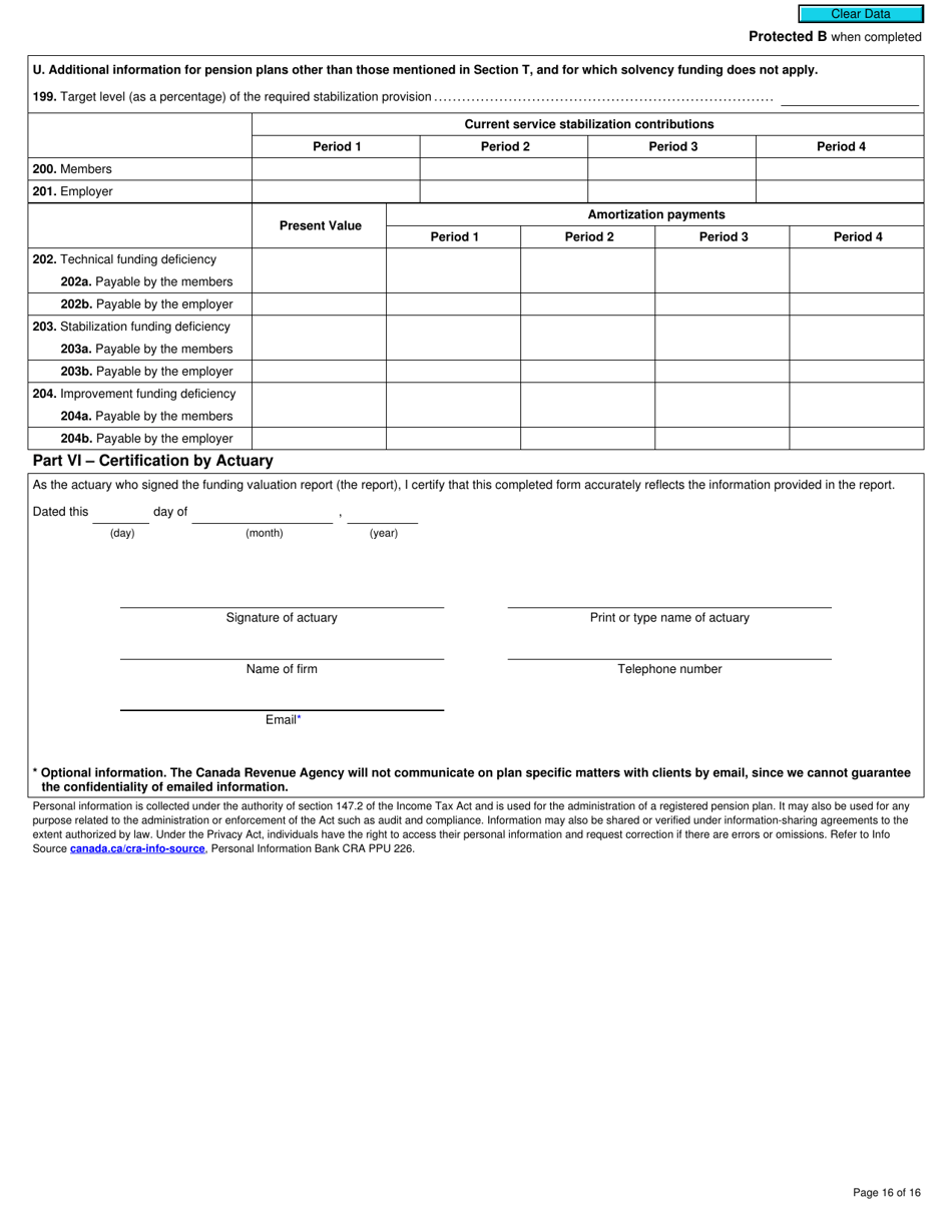 Form T1200 Actuarial Information Summary - Canada, Page 16