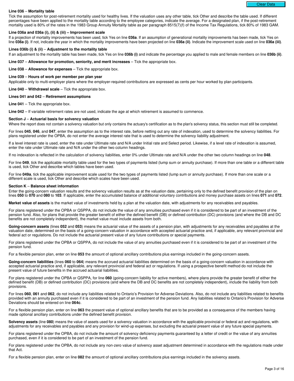 Form T1200 Actuarial Information Summary - Canada, Page 3