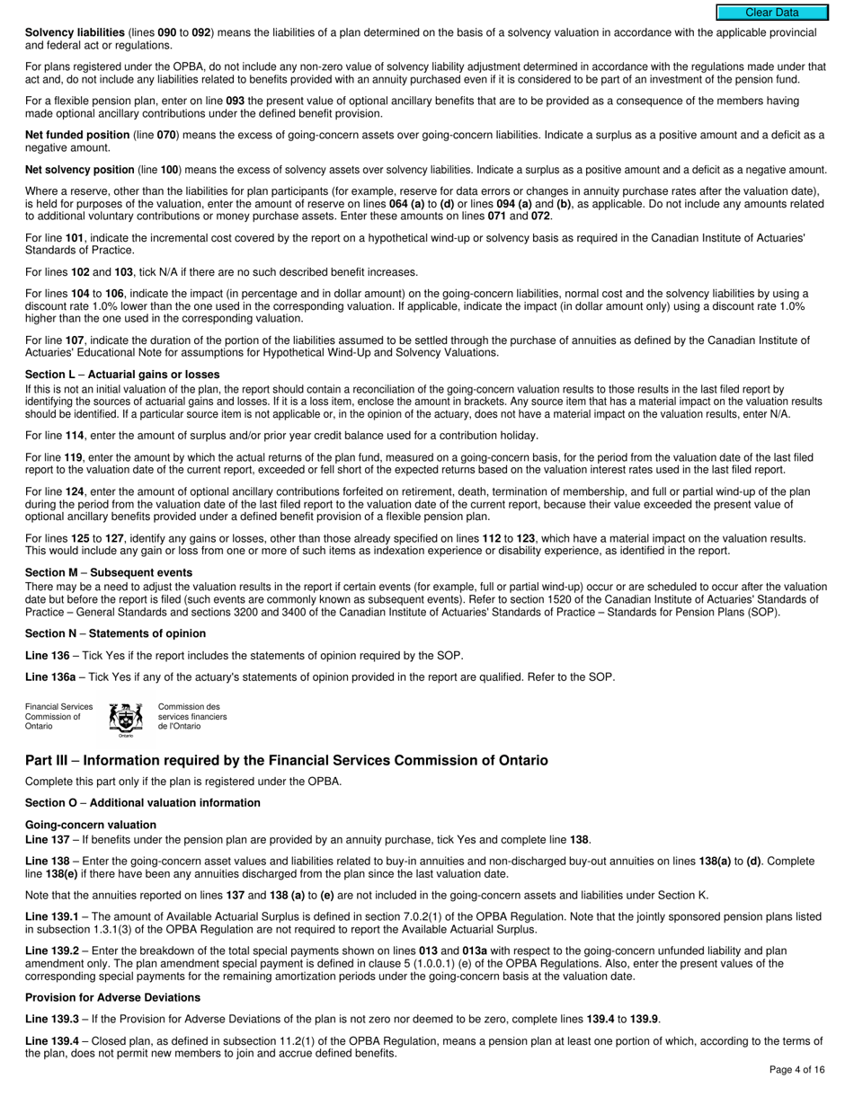 Form T1200 Actuarial Information Summary - Canada, Page 4