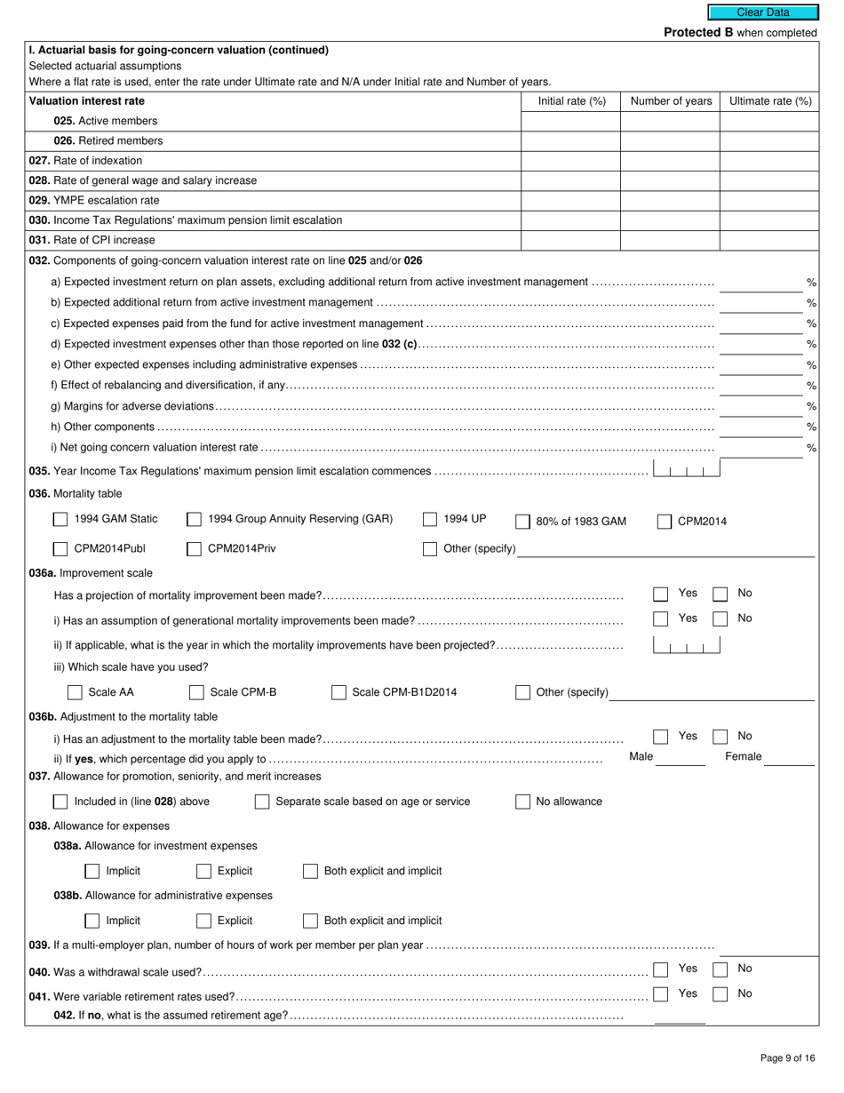 Form T1200 Actuarial Information Summary - Canada, Page 9
