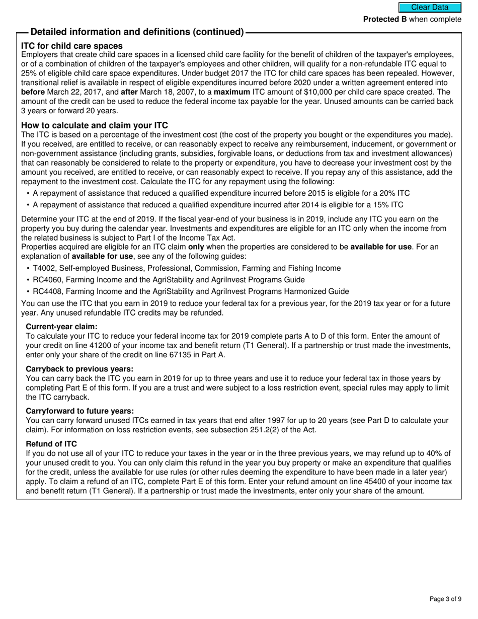 Form T2038(IND) Investment Tax Credit (Individuals) - Canada, Page 3