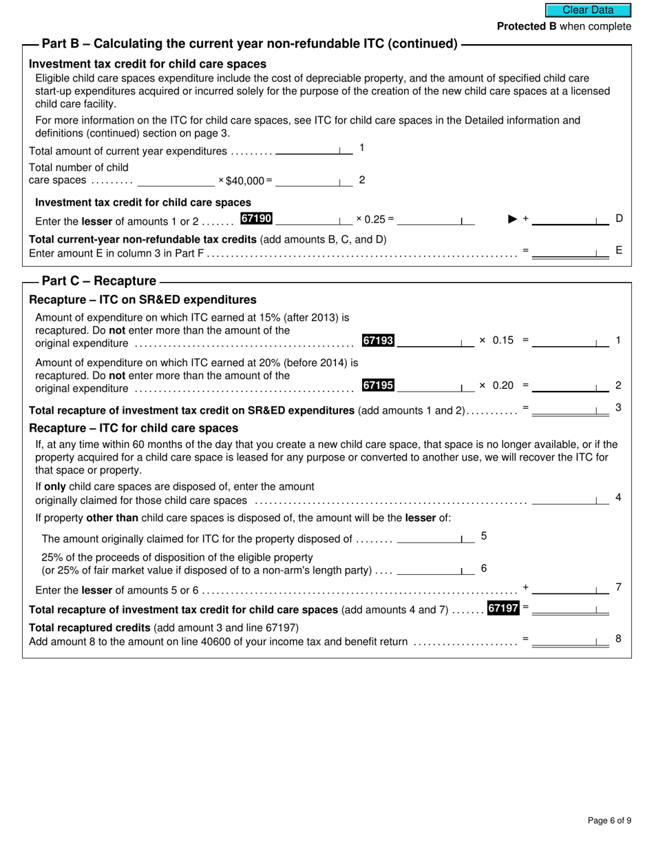 Form T2038(IND) Investment Tax Credit (Individuals) - Canada, Page 6