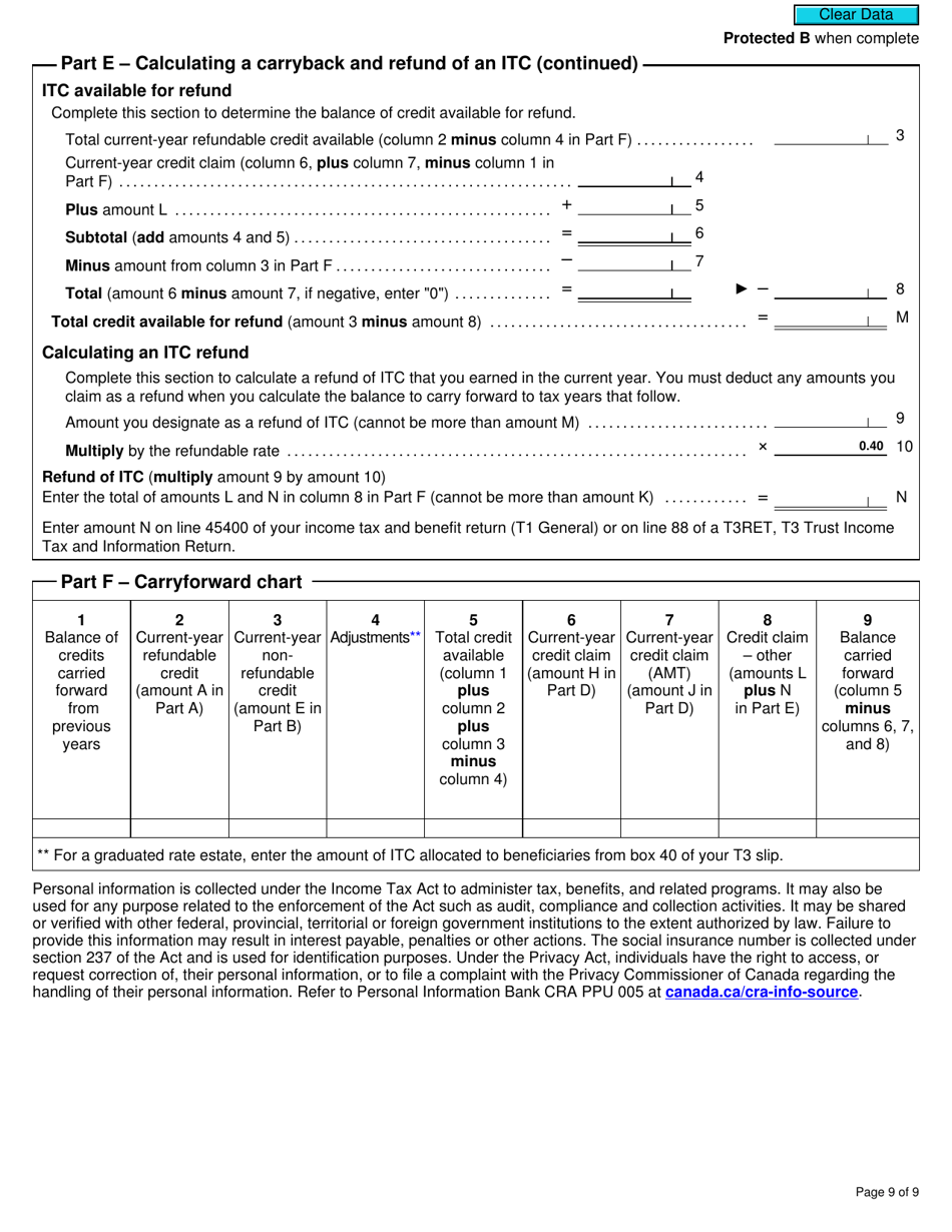Form T2038(IND) Investment Tax Credit (Individuals) - Canada, Page 9