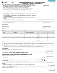 Document preview: Form T2078 Election Under Subsection 147(10.1) for a Single Payment Received From a Deferred Profit Sharing Plan - Canada