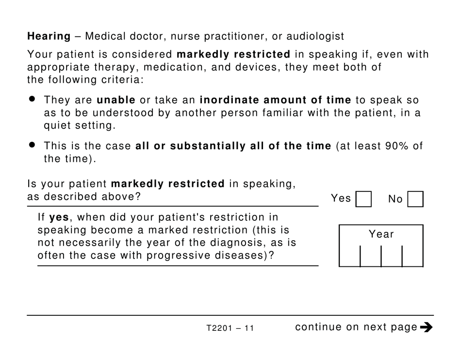 Form T2201 Disability Tax Credit Certificate - Large Print - Canada, Page 11