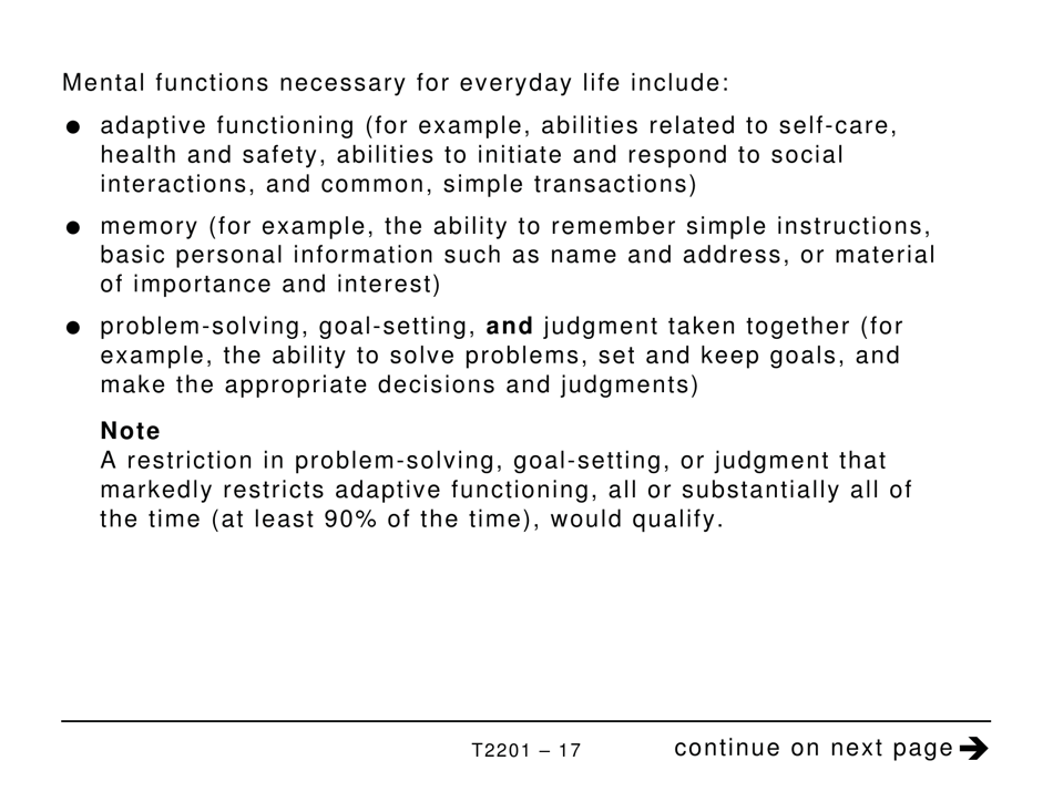 Form T2201 Disability Tax Credit Certificate - Large Print - Canada, Page 17