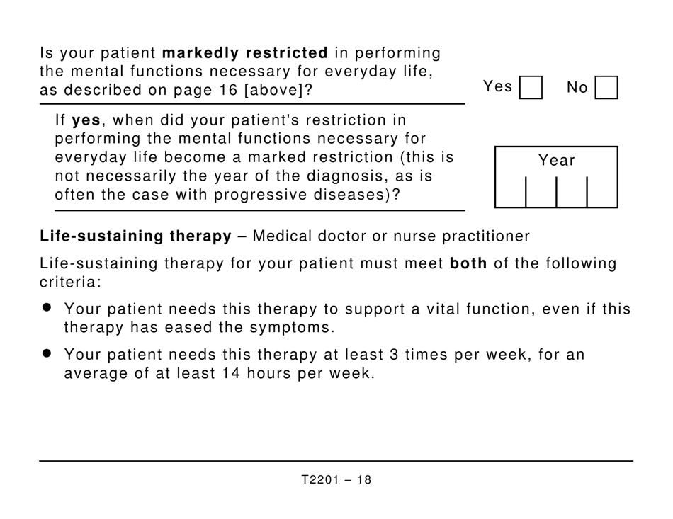 Form T2201 Disability Tax Credit Certificate - Large Print - Canada, Page 18