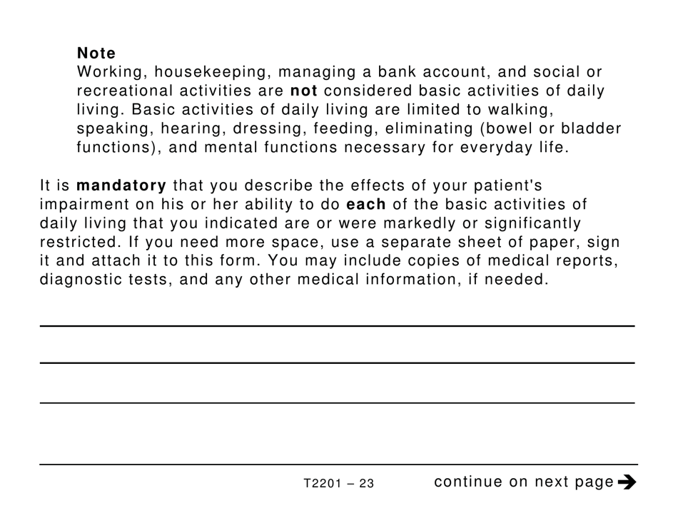 Form T2201 Disability Tax Credit Certificate - Large Print - Canada, Page 23