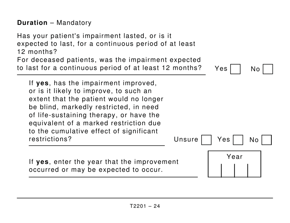 Form T2201 Disability Tax Credit Certificate - Large Print - Canada, Page 24