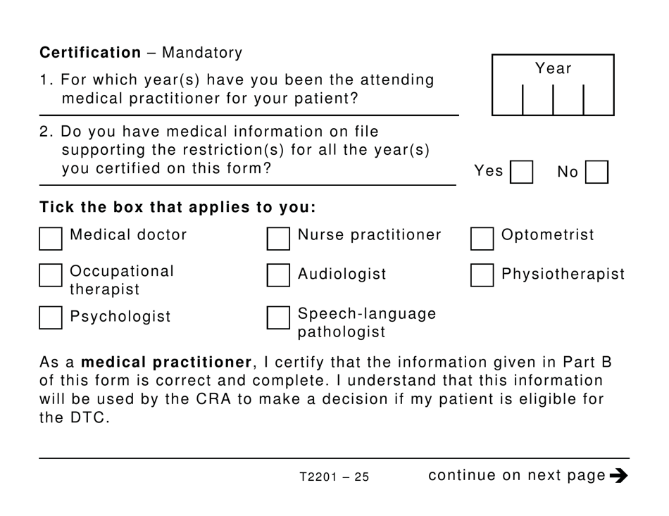 Form T2201 Disability Tax Credit Certificate - Large Print - Canada, Page 25