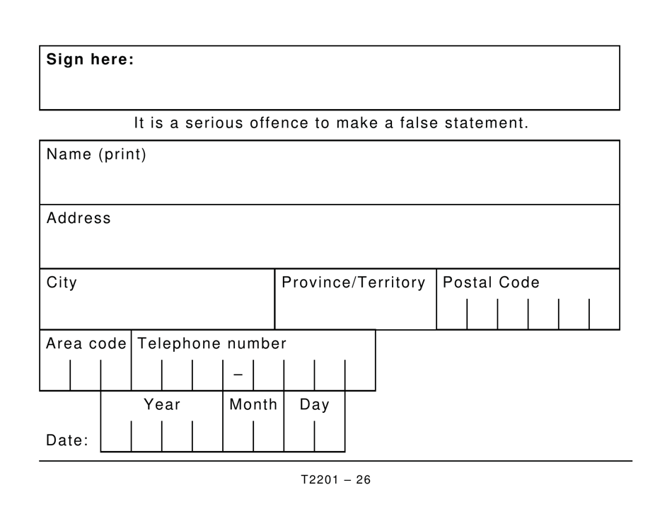 Form T2201 Disability Tax Credit Certificate - Large Print - Canada, Page 26