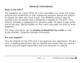 Form T2201 Disability Tax Credit Certificate - Large Print - Canada, Page 27