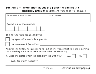 Form T2201 Disability Tax Credit Certificate - Large Print - Canada, Page 3