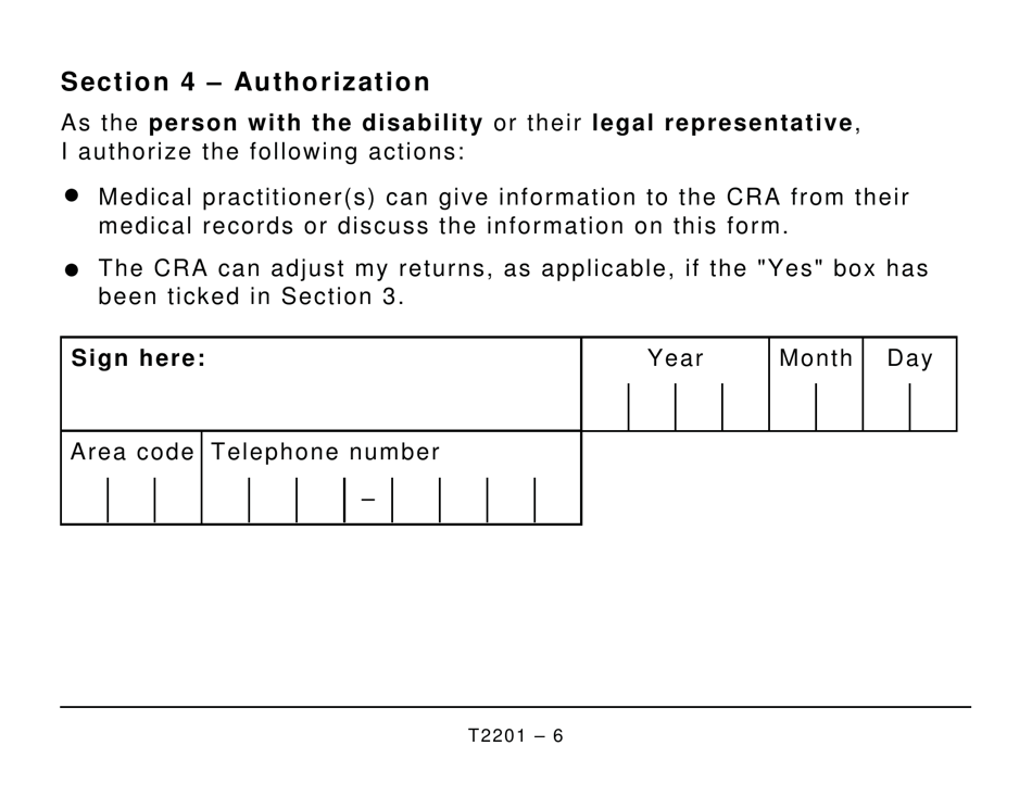 Form T2201 Fill Out Sign Online And Download Printable Pdf Canada Templateroller