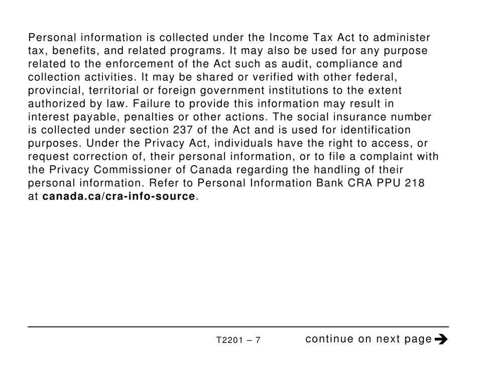 Form T2201 Disability Tax Credit Certificate - Large Print - Canada, Page 7