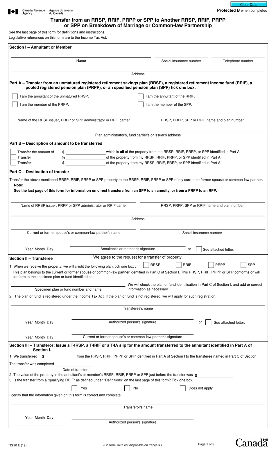 Form T2220 - Fill Out, Sign Online and Download Fillable PDF, Canada ...