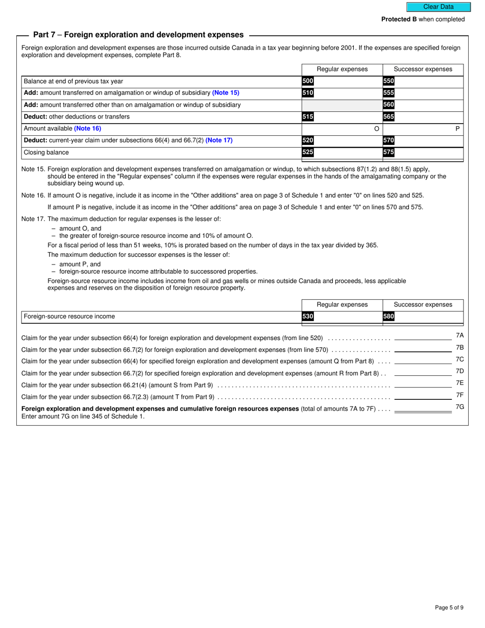 Form T2 Schedule 12 Resource-Related Deductions (2018 and Later Tax Years) - Canada, Page 5