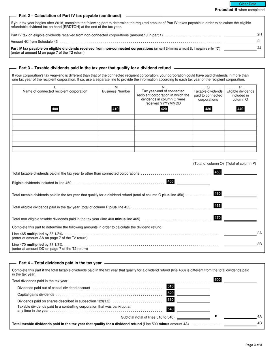 Form T2 Schedule 3 Download Fillable PDF or Fill Online Dividends ...