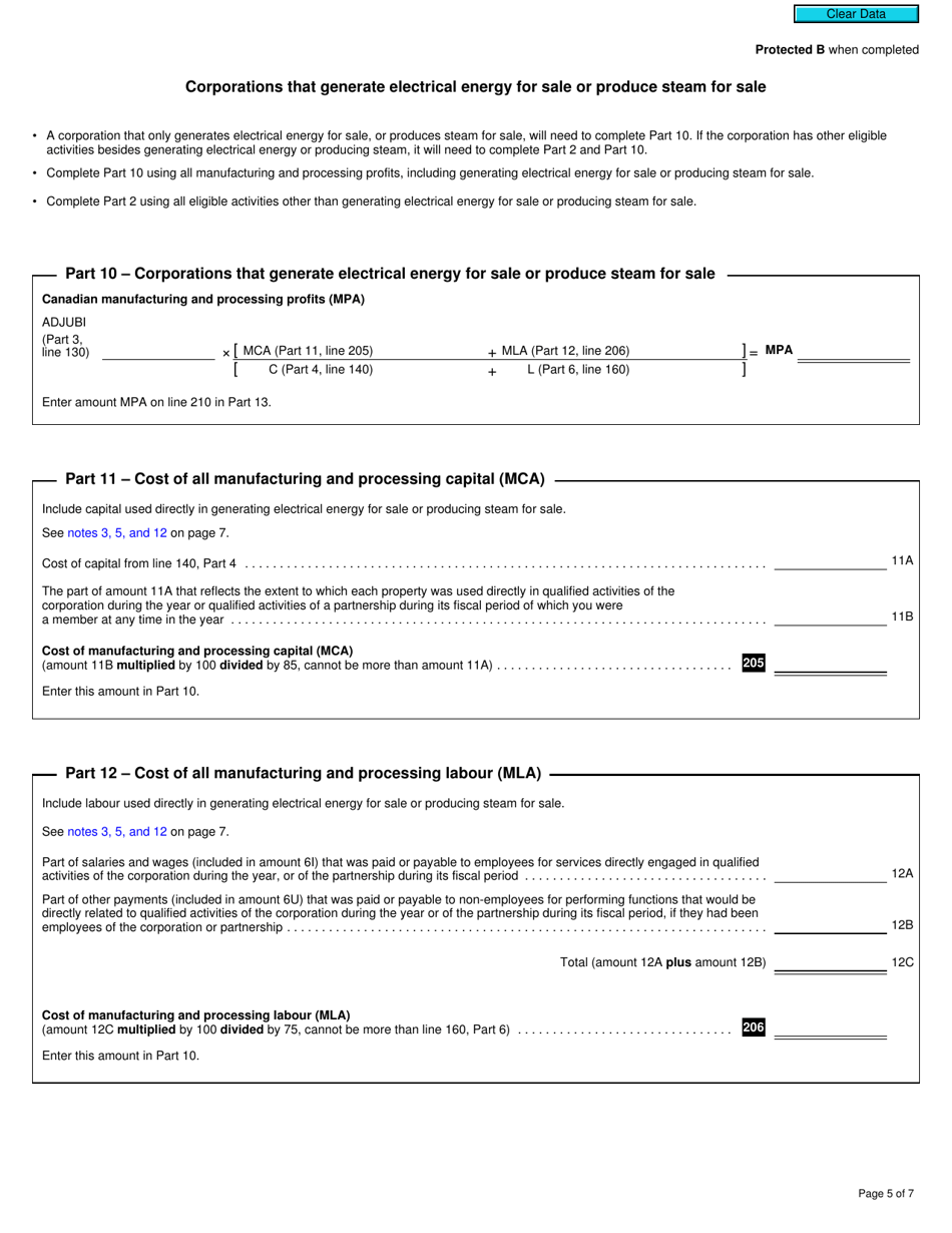 Form T2 Schedule 27 Calculation of Canadian Manufacturing and Processing Profits Deduction (2019 and Later Tax Years) - Canada, Page 5