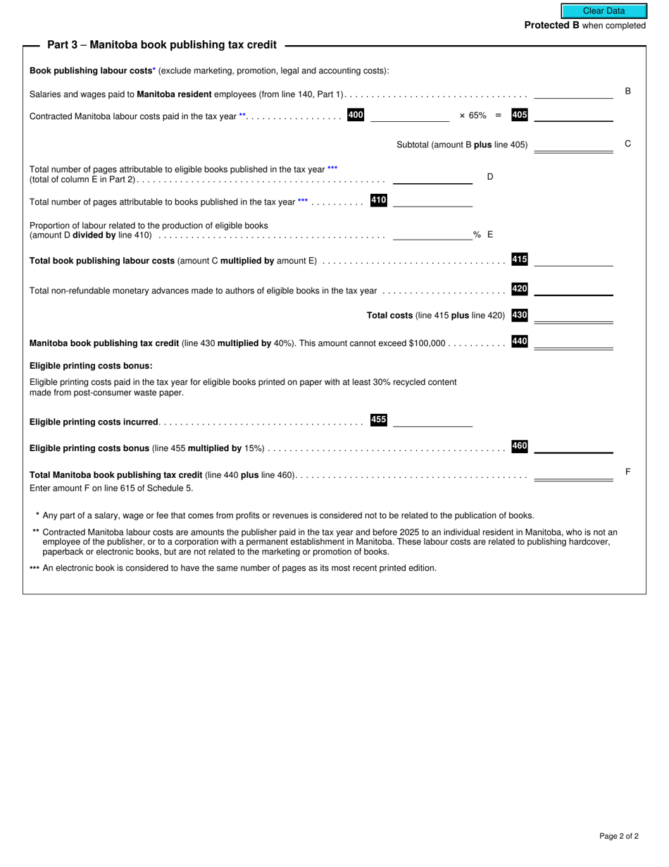 Form T2 Schedule 389 Manitoba Book Publishing Tax Credit (2019 and Later Tax Years) - Canada, Page 2