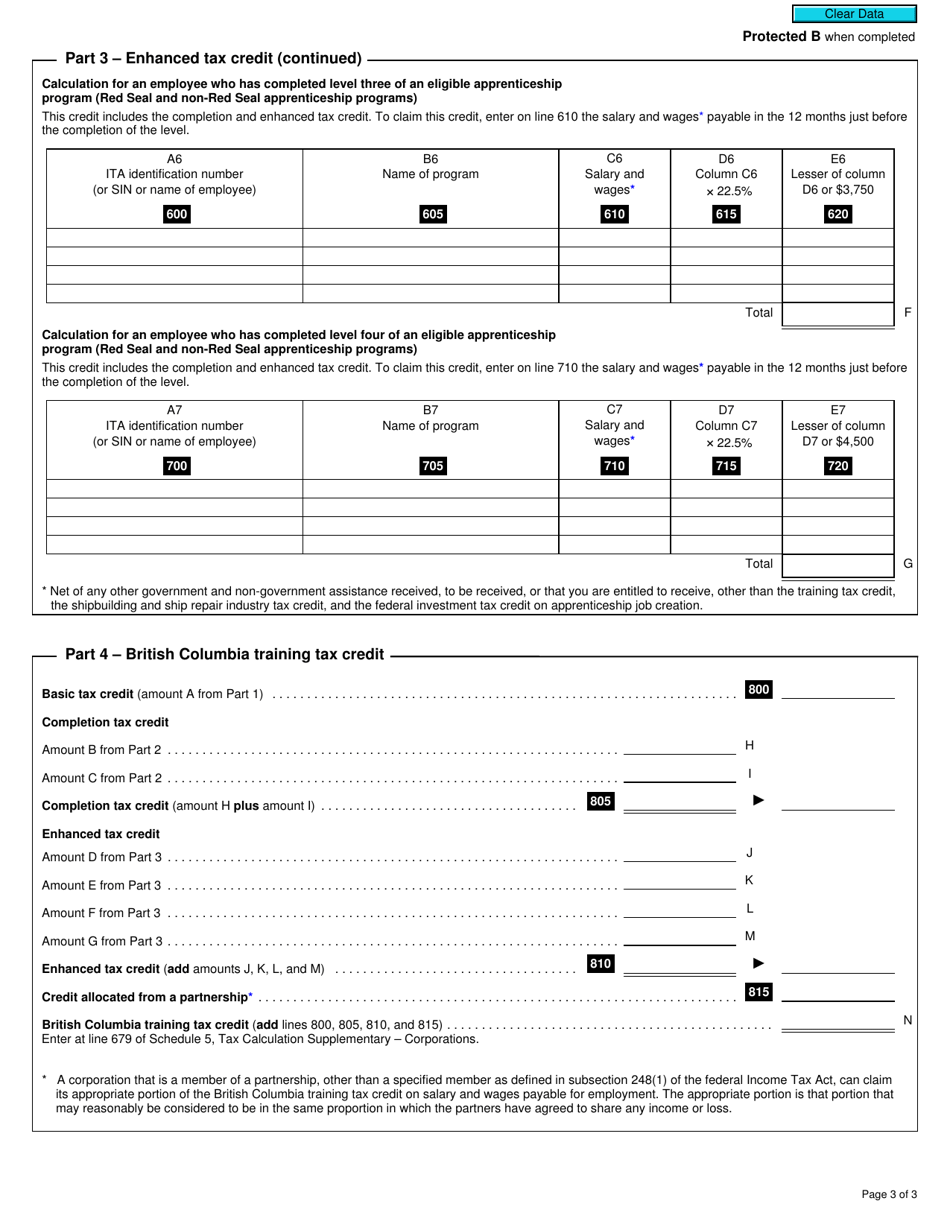 Form T2 Schedule 428 British Columbia Training Tax Credit (2019 and Later Tax Years) - Canada, Page 3