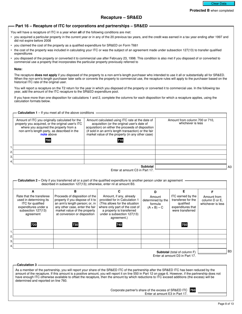 Form T2 Schedule 31 Investment Tax Credit - Corporations (2019 and Later Tax Years) - Canada, Page 8