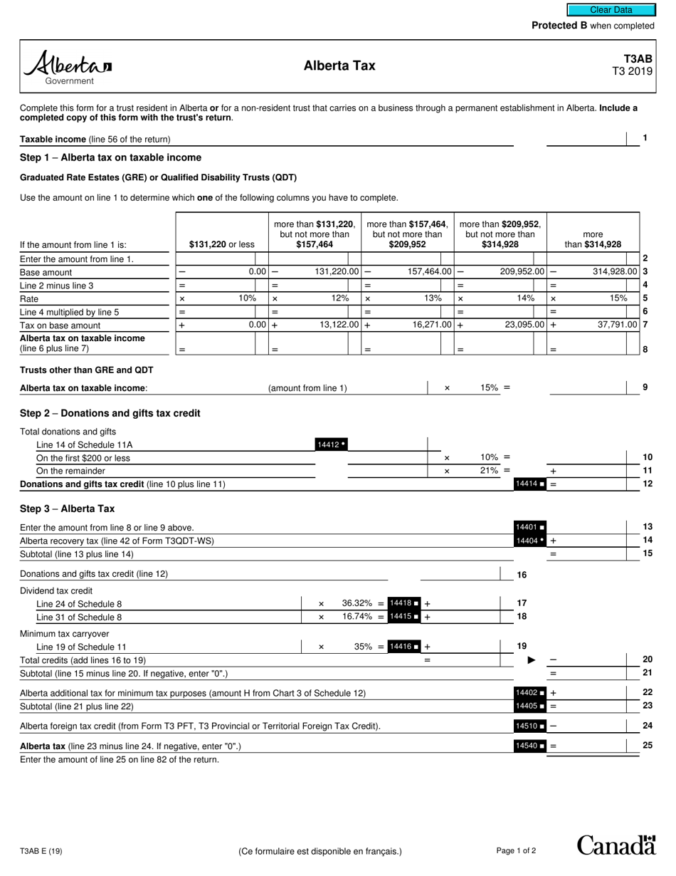 Form T3AB Fill Out, Sign Online and Download Fillable PDF, Canada