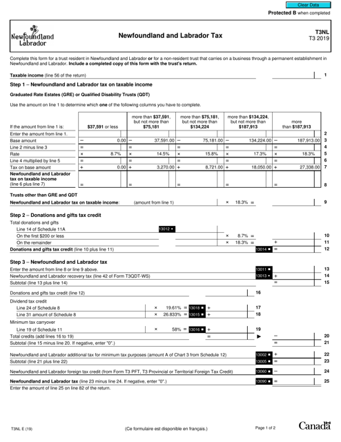 Form T3NL 2019 Printable Pdf